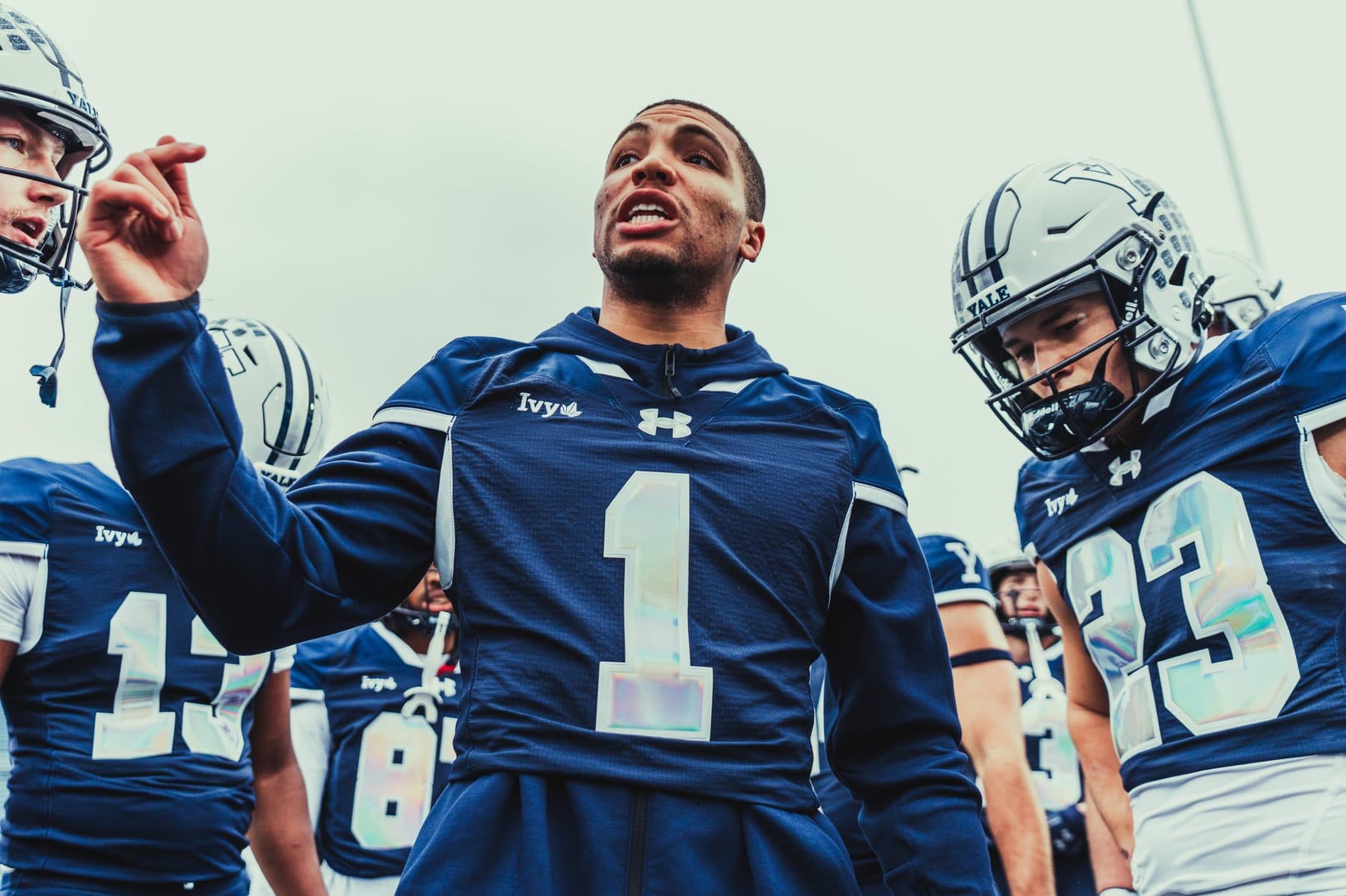 Mason Shipp with the Yale football team